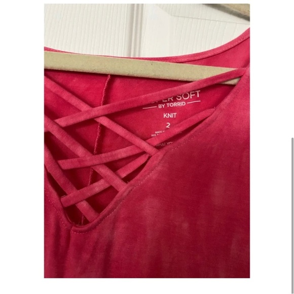 TORRID Pink Tie Dye Strappy T Shirt - Picture 6 of 8